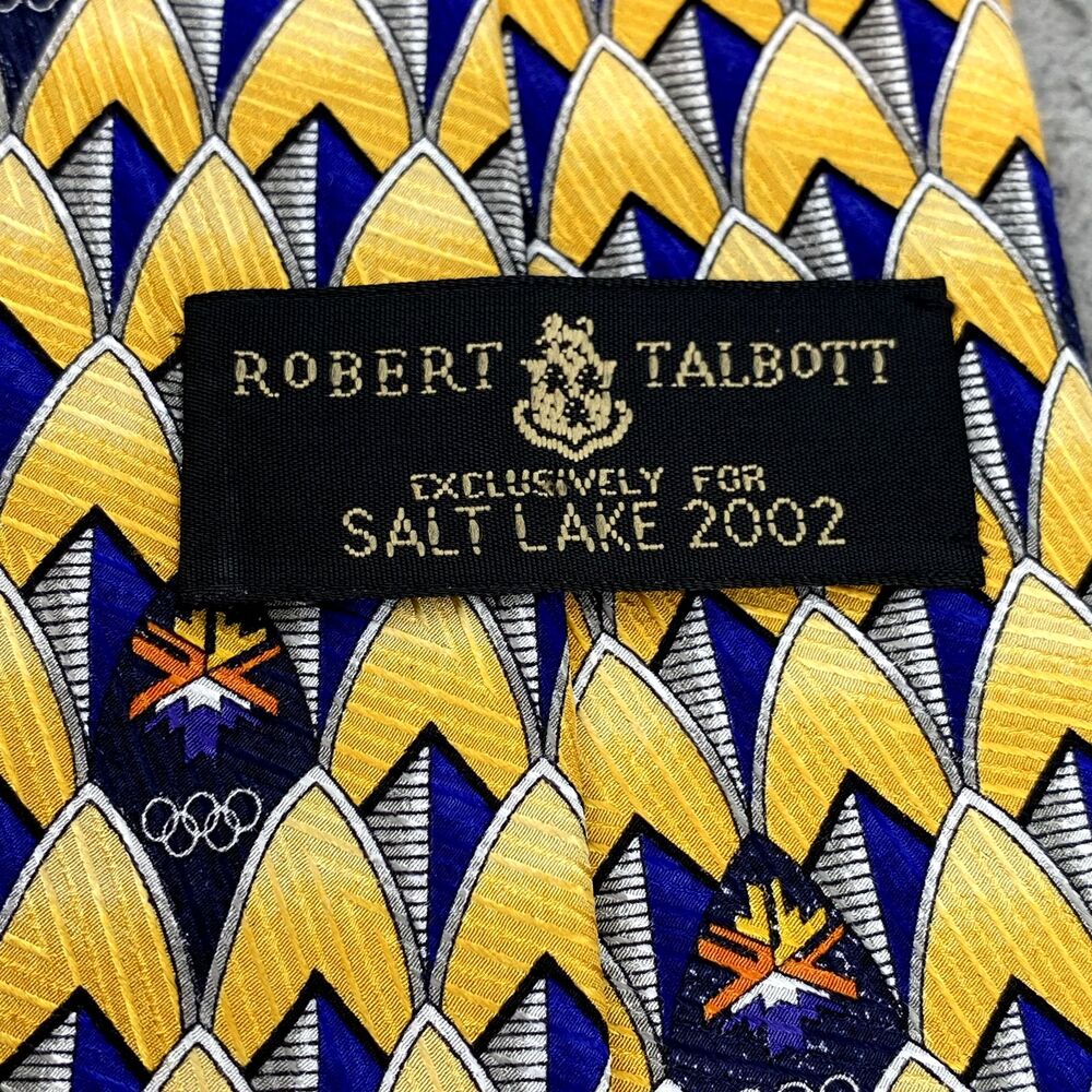 VTG Robert Talbott Men Silk Necktie Salt Lake 2002 Olympic Torch Corpcore Formal - Picture 3 of 8